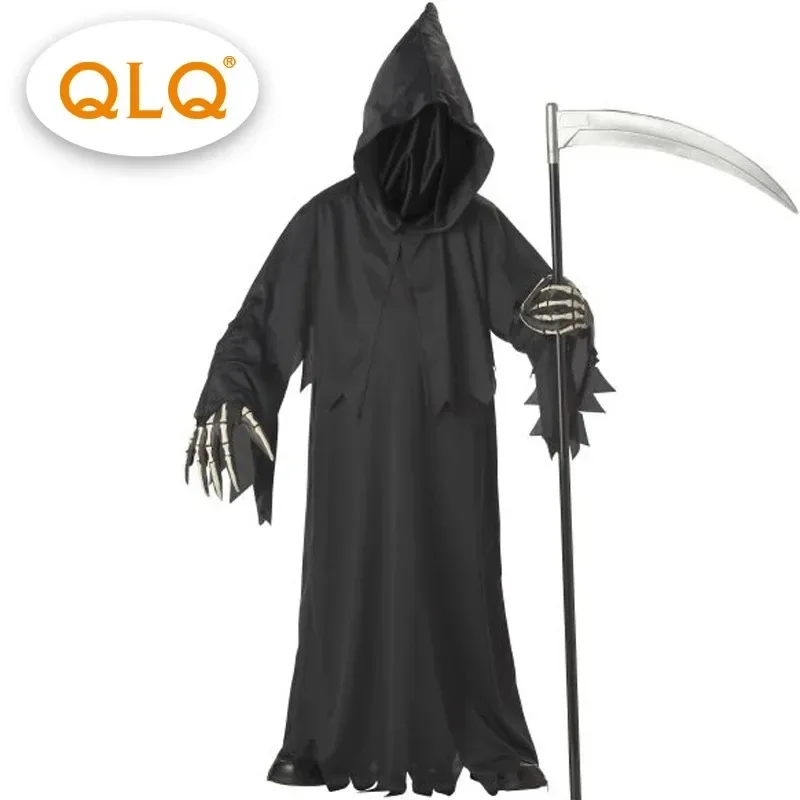 2024 Halloween Cosplay  Skeleton Costumes High-quality Grim Reaper Costume with Hat Masks Skeleton Hands Costumes Adults Men