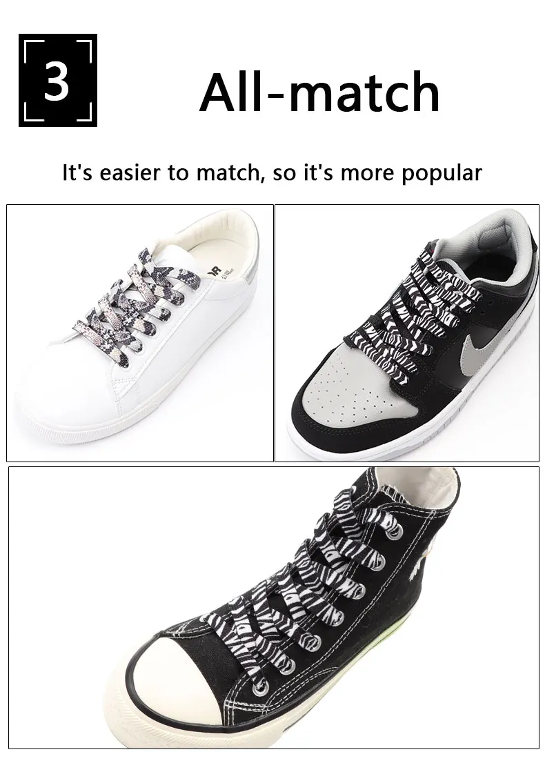 Klassische flache Schnürsenkel für Sneaker, mit Tiermotiven (Leopard, Zebra, Schlange), kreative, unisex, lässige Schnürsenkel aus Canvas, 1 Paar. – Detail 7