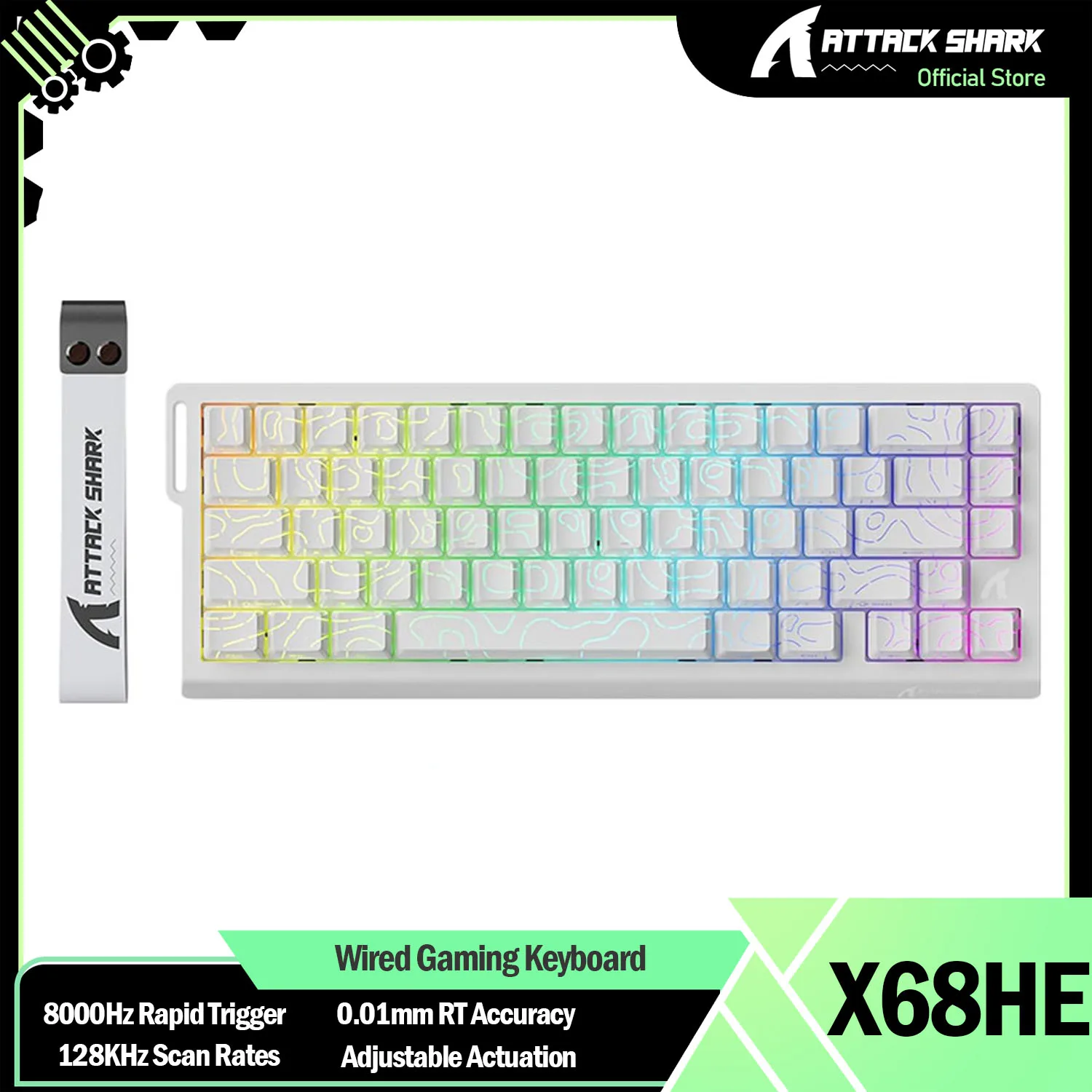 ATTACK SHARK X68 HE 8000Hz ラピッドトリガーキーボード、0.01mm RT 