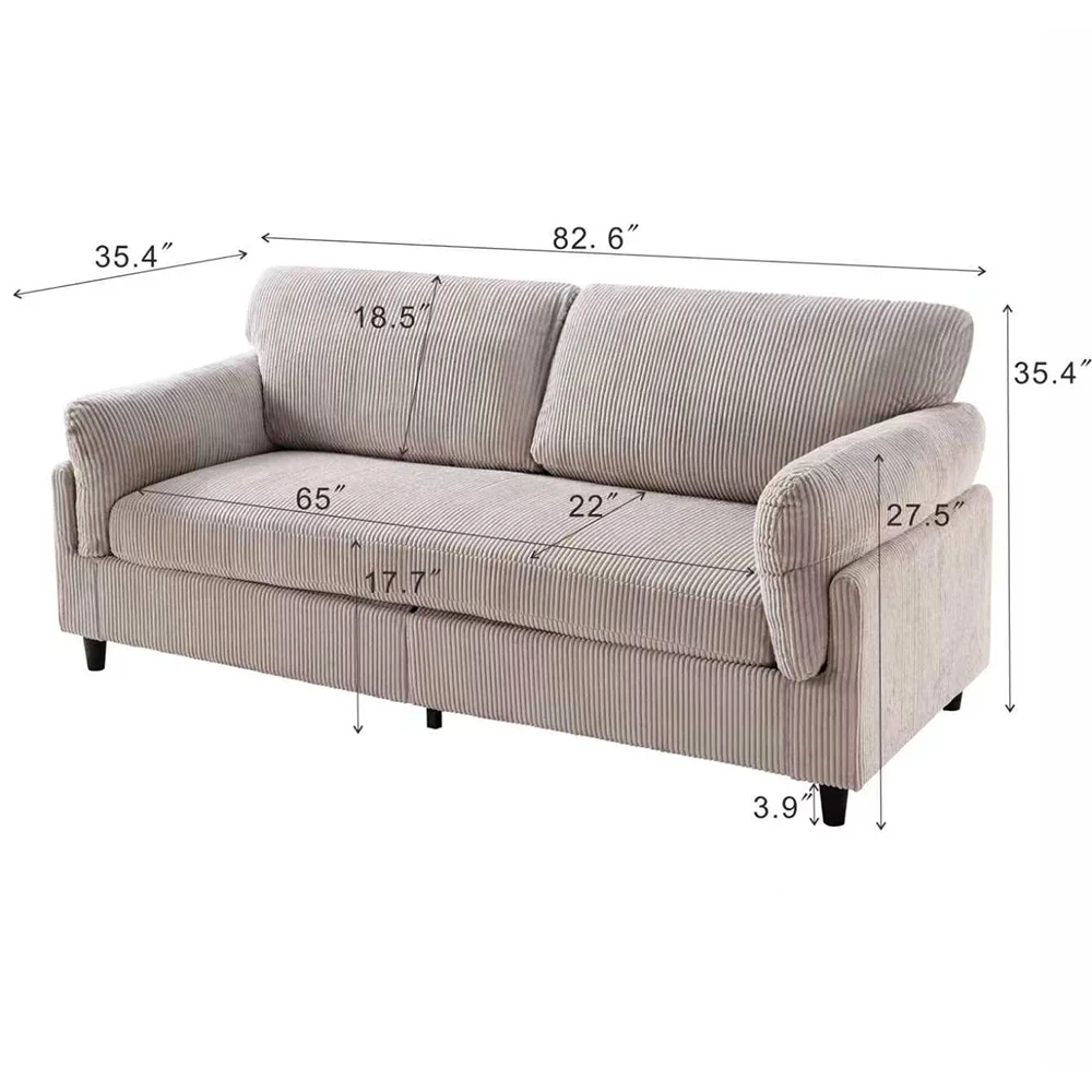 82.6-inch Corduroy Double-seater Sofa a Mid-century Modern Style Double-seat Sofa Suitable For Use in Living Rooms Bedrooms and Apartments
