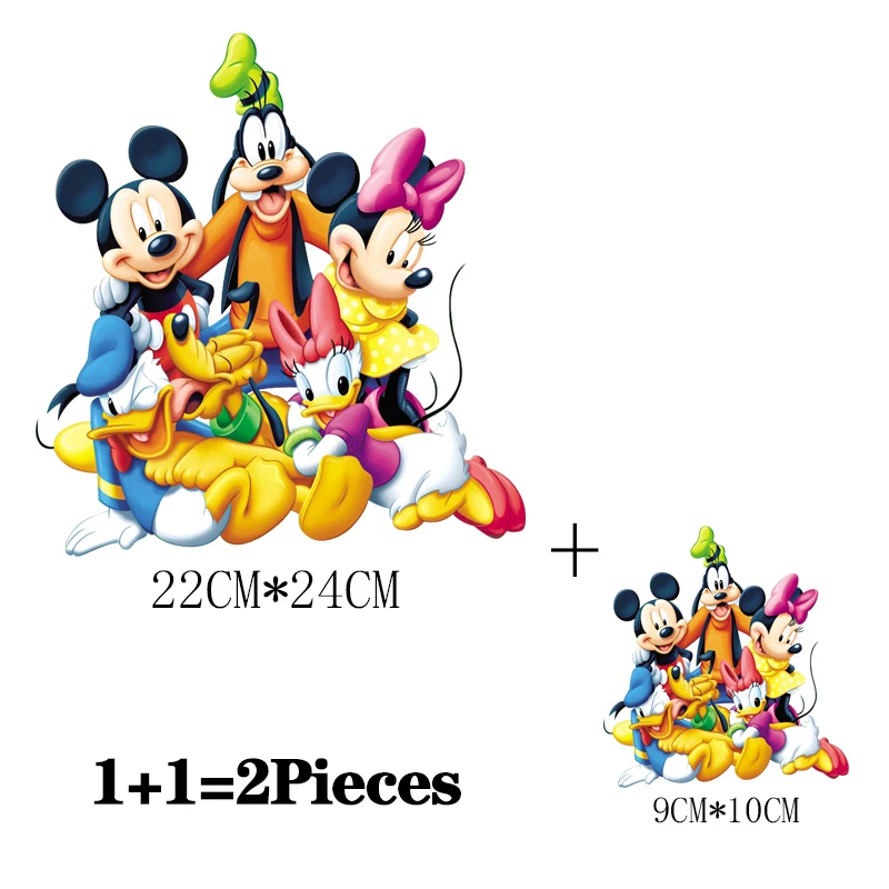 2Pcs/Lot Mickey Disney Iron On Thermoadhesive Patches For Children\'s Clothing Kids Heat Thermal Transfer Ironing Application DIY