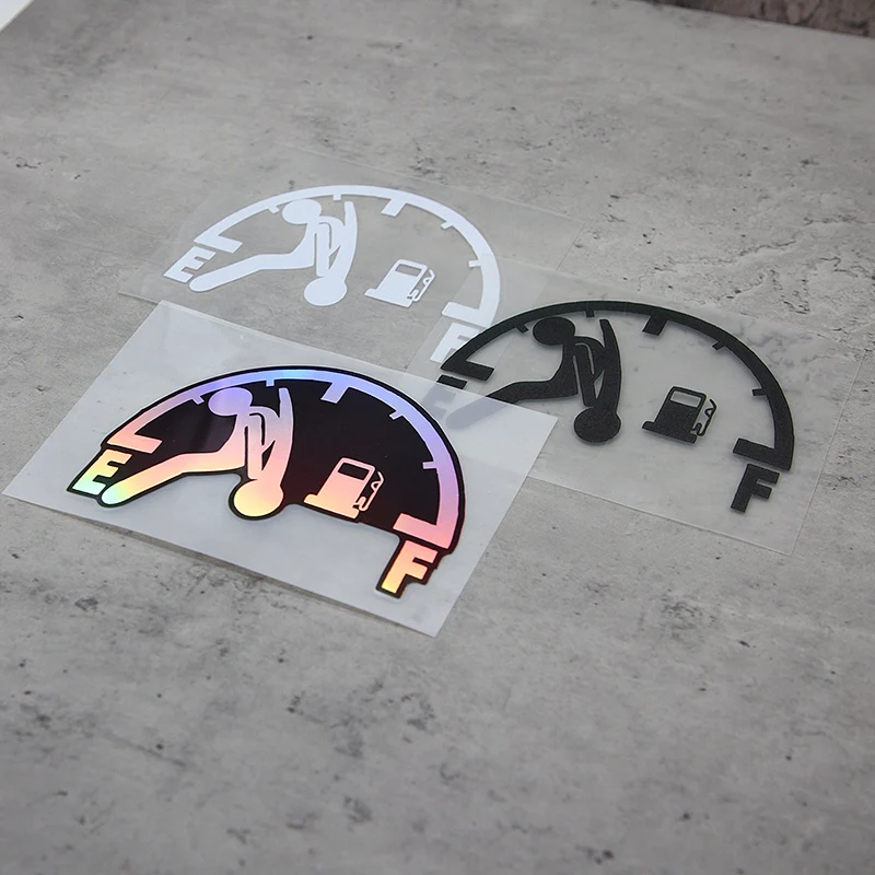 

Забавная наклейка для указателя уровня топлива, голографическая наклейка для автомобиля, пустая виниловая этикетка для бензобака для украшения окна бампера мотоцикла