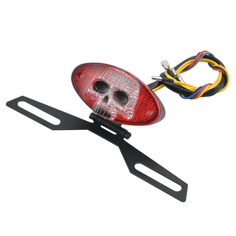 

NEW-Universal 12V Motorcycle Taillight Rear 3D Skull Face Tail Light With Signal Light For Motorcycle