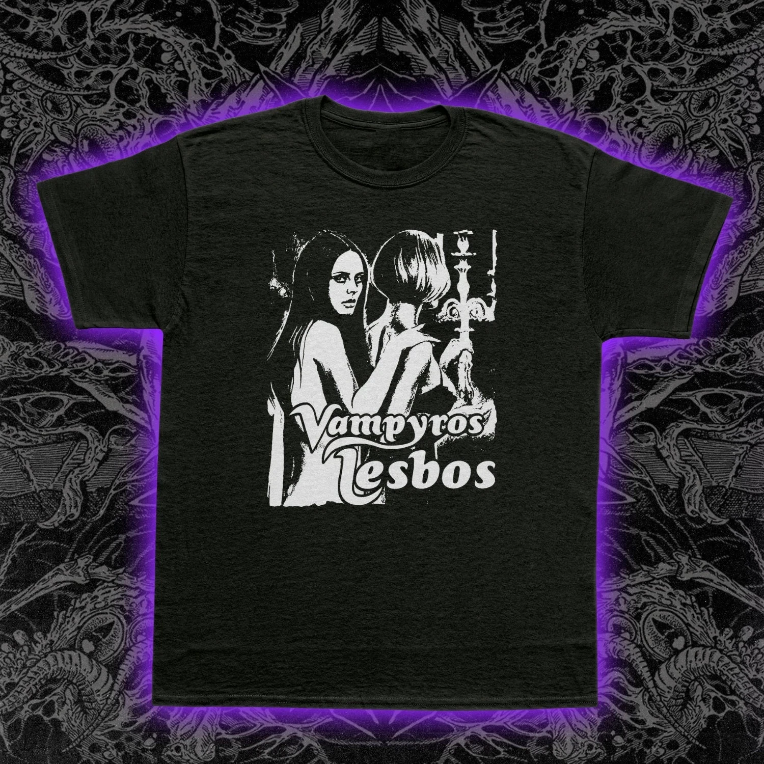 Vampyros Lesbos T-Shirt 1971 Cult Vampire Horror Film Graphic Tee Men Women Fashion Casual Sports Short-sleeved Women