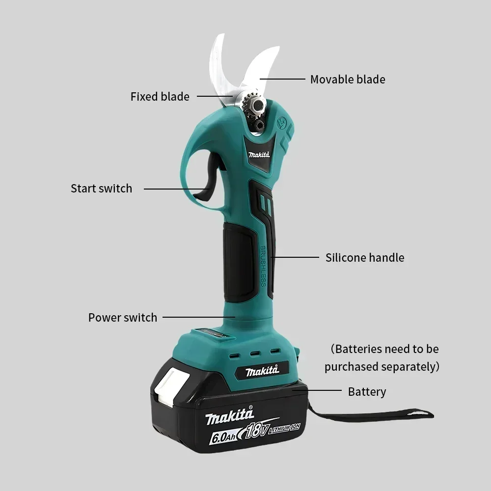 กรรไกรตัดแต่งกิ่งไร้สาย Makita 18V สำหรับช่างไฟฟ้ามืออาชีพ เครื่องมือตัดแต่งกิ่งไม้ไร้สาย สว่านไร้สาย เครื่องมือทำสวน
