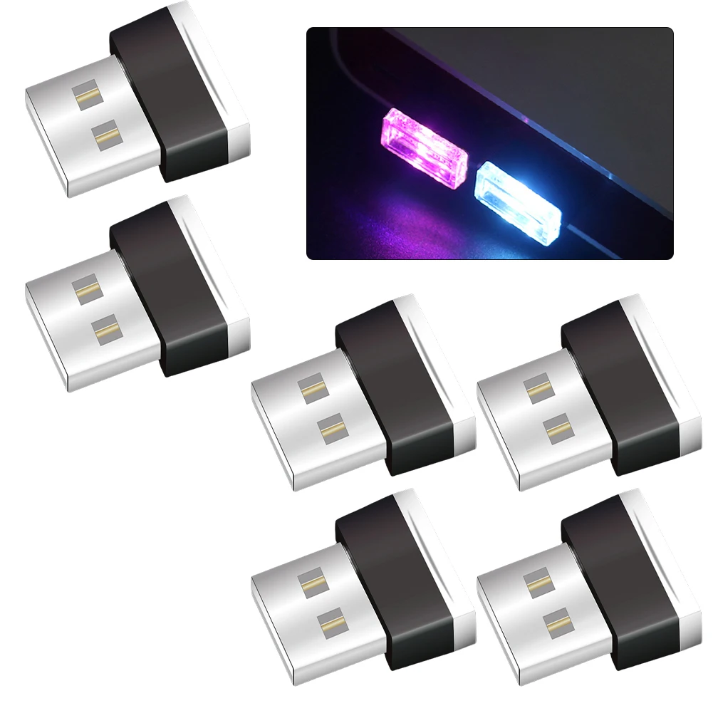 تحسين داخل سيارتك مع 6 قطع من إضاءة USB LED، تأثيرات متعددة متوفرة، سهلة التوصيل والاستخدام في أي مركبة