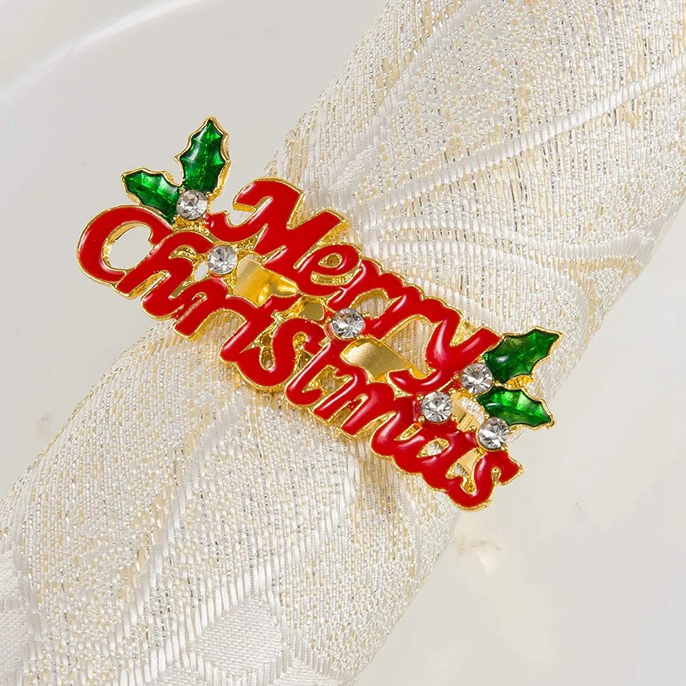 Christmas Napkin Rings - Set of 10 Napkin Holder Rings for Holiday Christmas Table Decoration Elk Napkin Buckle