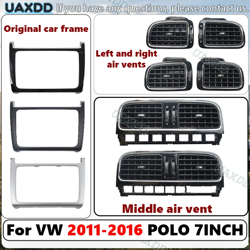 Android Car Radio 2Din Fascia Frame Dashboard Air Conditioning Vent Grille Assembly A/C Kit AIR VENT Outlet CD Panel For VW Polo