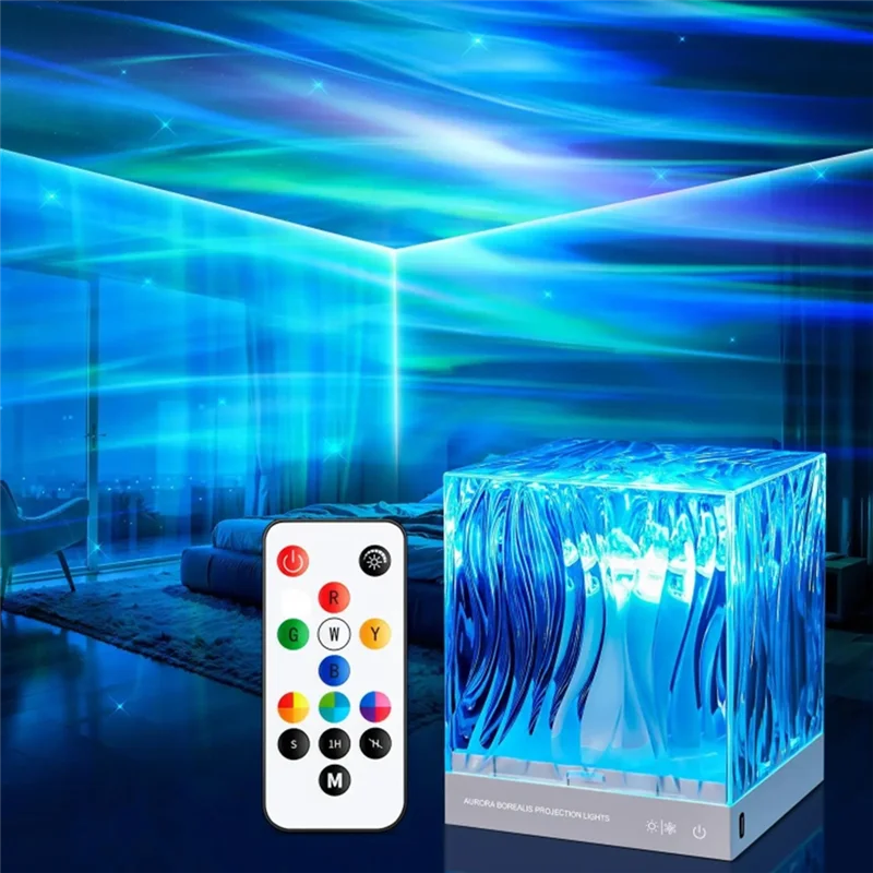 Abvj-dínâmico de rotação 17 cores ondulação água projetor projeção luz da noite lâmpada cristal atmosfera para sala estar estudo bedr