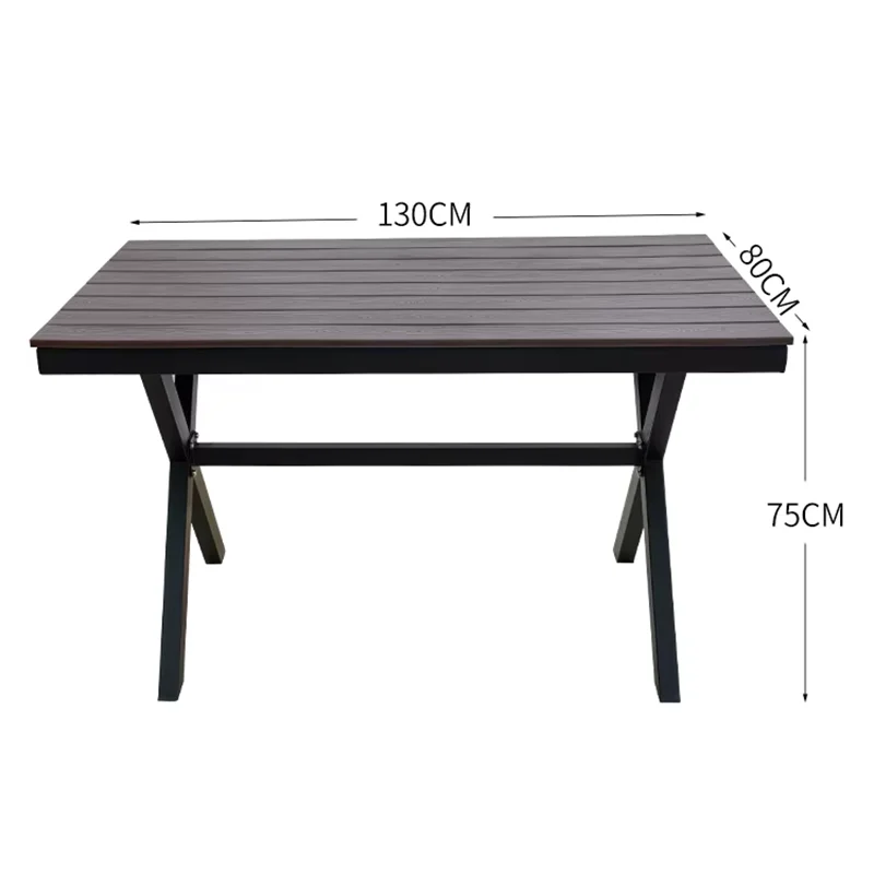 130cm Garden Table Large Outdoor Table Rectangular Dining Table Wood-plastic Waterproof Tabletop Outdoor Furniture Dinner Table