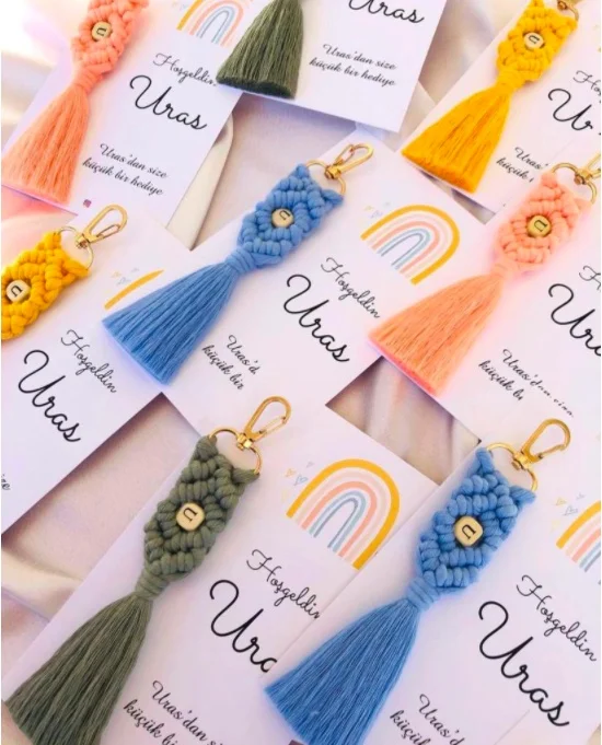 Macrame Keychain 50 PCs birthday Birthday Babyshower Promise Engagement Wedding for your special hediyelik