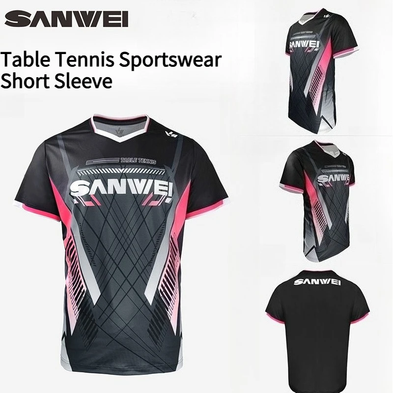 

SANWEI New Arrival Table Tennis Sportswear Short Sleeve Round Neck T-Shirt for Men and Women Competition Training Athletic Tee
