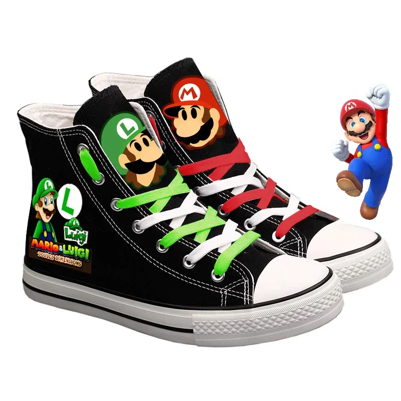 Super Marios Bros scarpe di tela per bambini ragazzi Sneakers uomo donna High-top studente scarpe antiscivolo per il tempo libero moda scarpe per