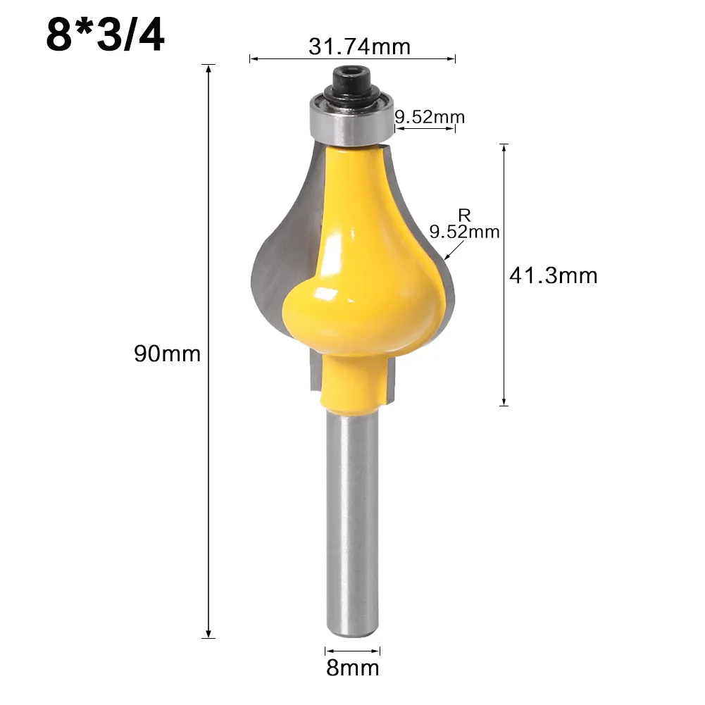 8mm Shank Thumbnail & Beaded 2 Bit Handrail Router Bit Set Line knife Woodworking cutter Tenon Cutter for Woodworking Tools