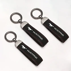 Car Metal Key Chain Auto Leather Keyring Accessories for Ford Fusion Mustang Explorer F150 F250 F350 EcoSport Edge S-MAX Ranger