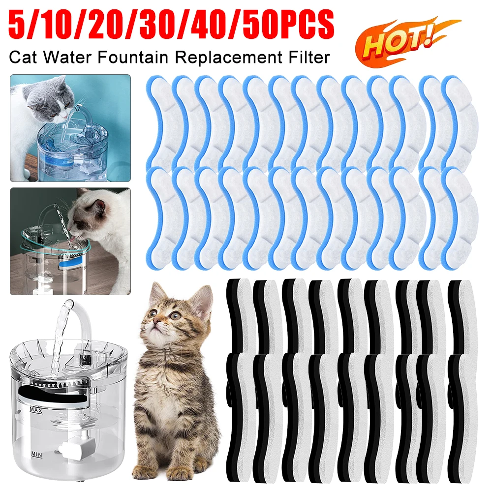 5-50PCS Replacement Filter For Cat Dog Water Drinking Fountain Activated Carbon Replaced Filters Fountain Dispenser Feeders