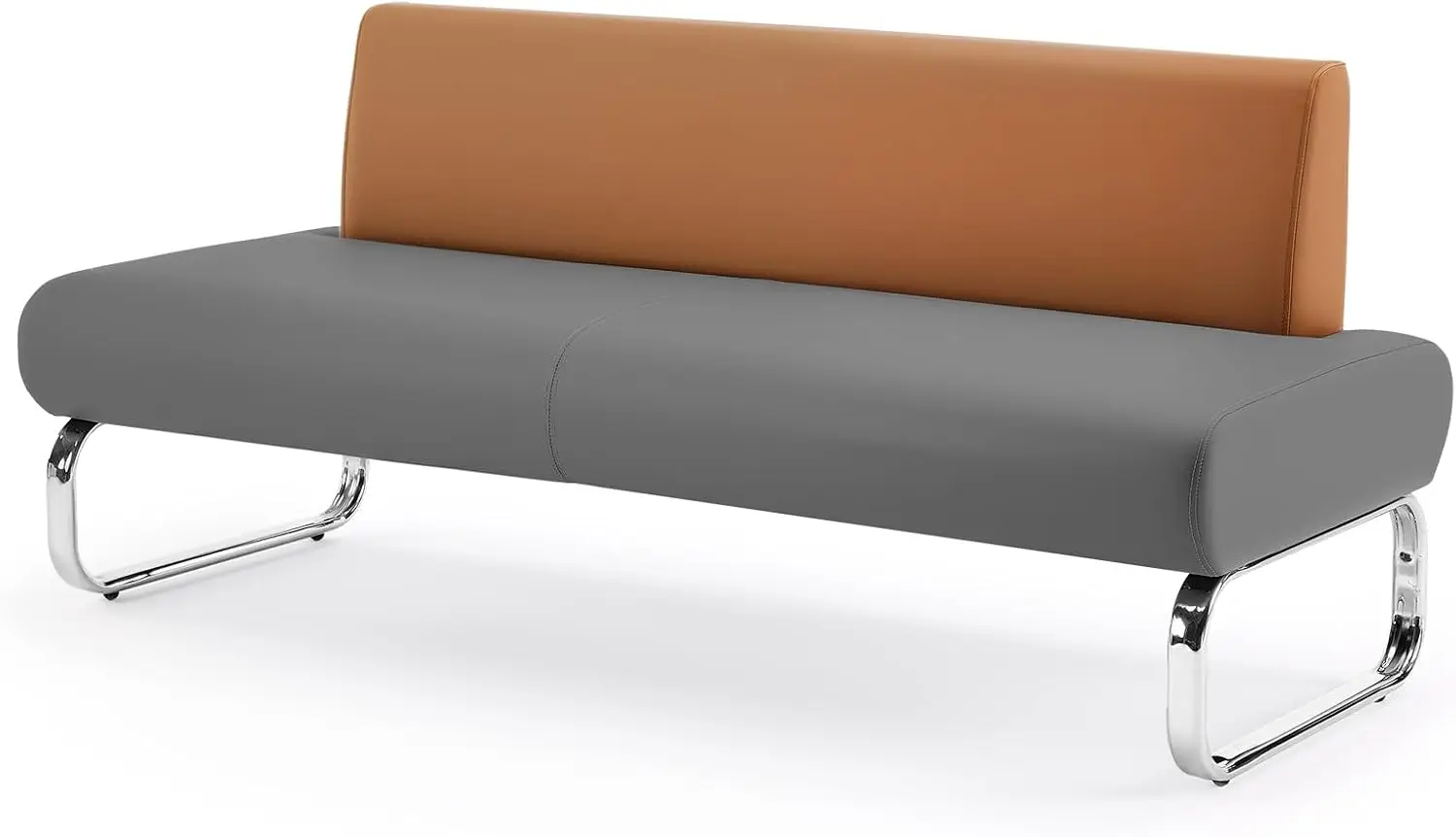 59-Inch Black Faux Leather Waiting Room Bench, Guest Reception Chair for Office Lobby, Clinic, Hospital, and Salon Seating