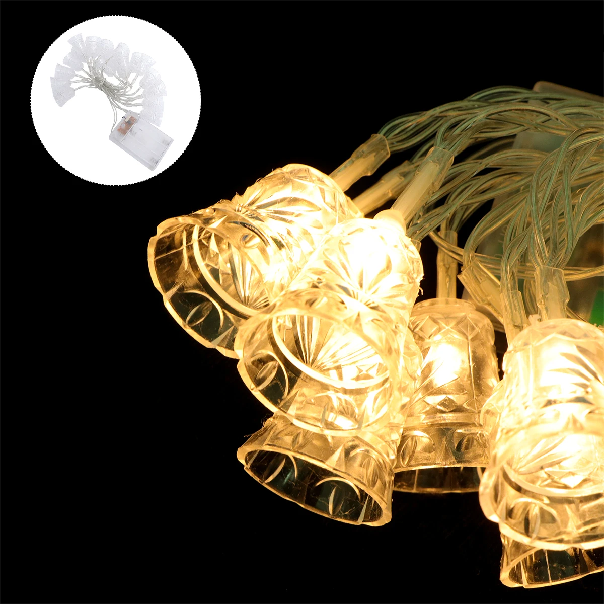 مجموعة واحدة من مصابيح سلسلة الجرس، قلادة جرس معلقة LED للإضاءة الزخرفية لعيد الميلاد، ديكور حفلات حديقة الفندق المنزلي، الطاقة