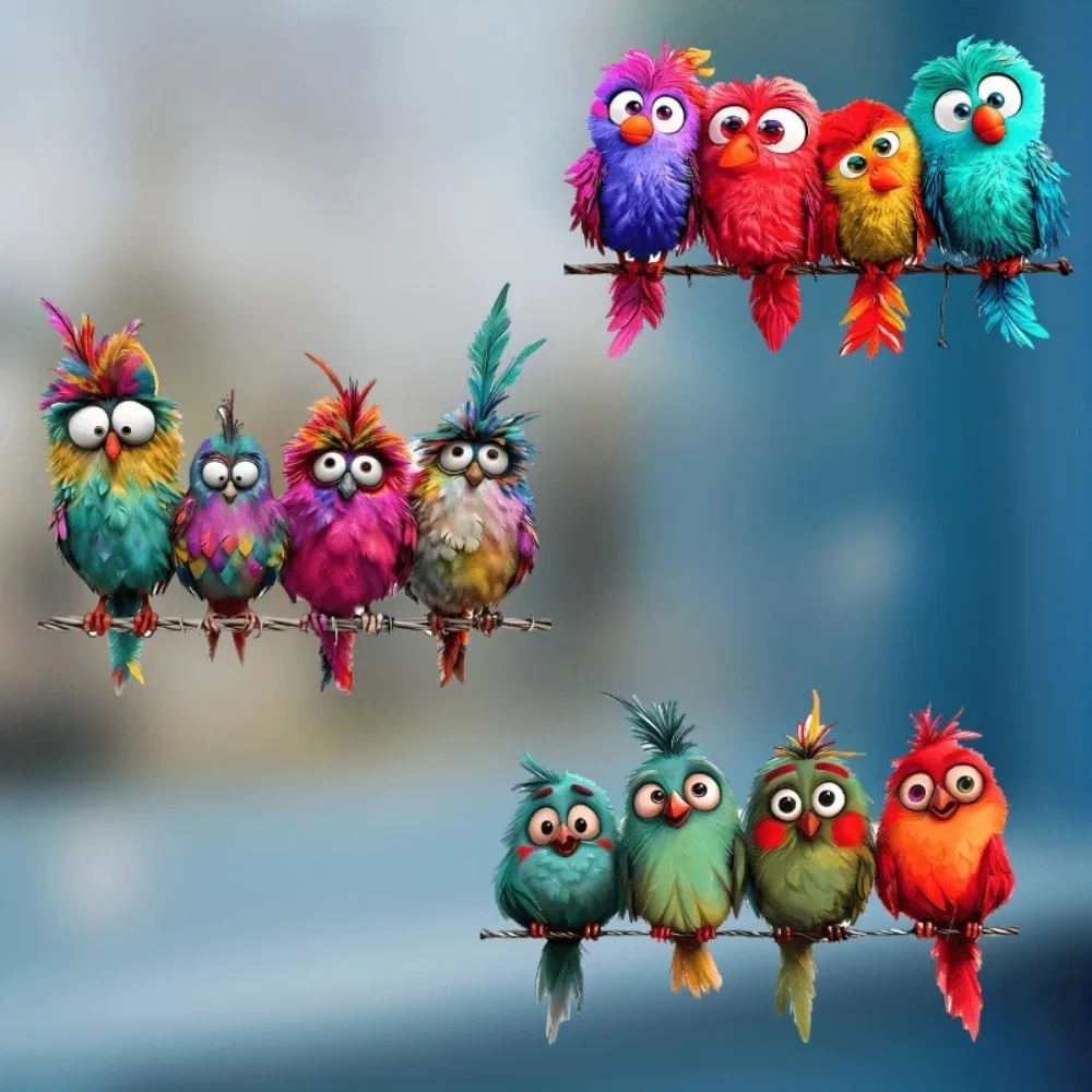 1PC Funny Bird Creative Glass Window Decorative Stickers for Windows Glass Wall Mirror Festival Home Decoration