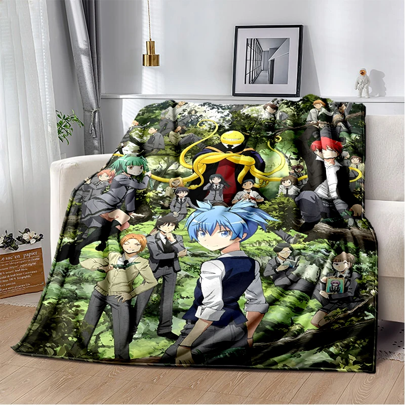 ثلاثية الأبعاد الكرتون اغتيال الفصول الدراسية أنيمي لينة الفانيلا البطانيات ، رمي بطانية مريحة للأسرة أريكة غرفة نوم المنزل الاطفال هدية