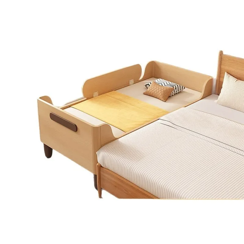 

Nordic beech children's spliced to queen with guardrail car single crib boy solid wood bed