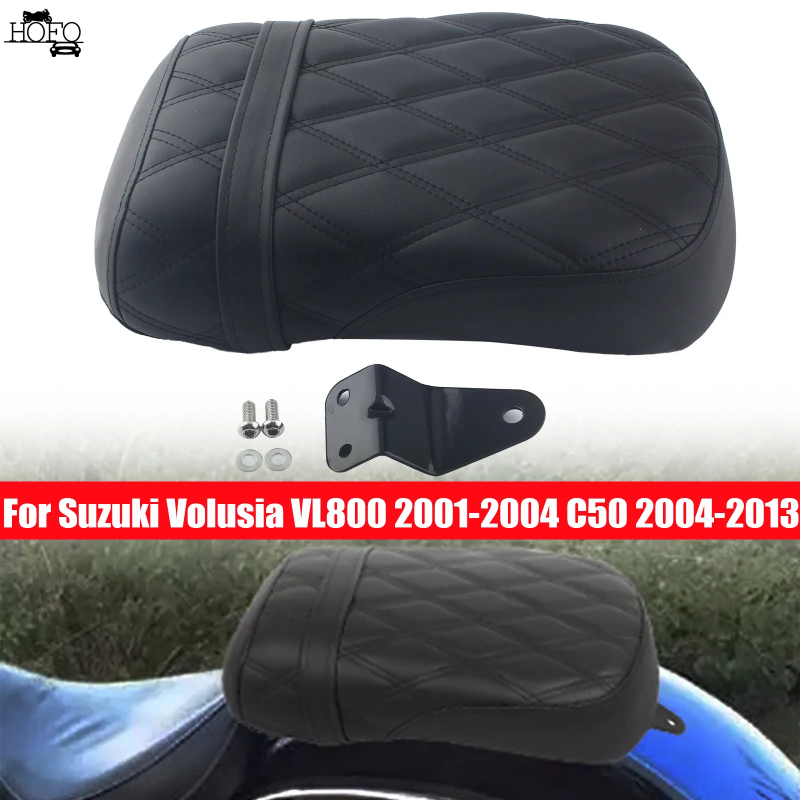 

Passenger Rear Seat PU Leather Black Rear Seat Cushion For Suzuki Intruder Volusia 800 Boulevard C50 2001-2013