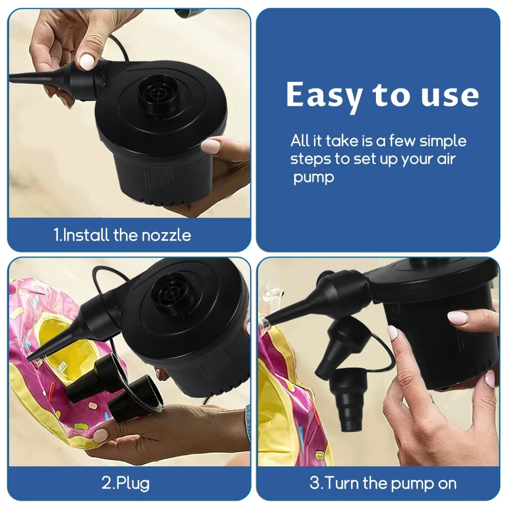 Portable Air Pump with 2000mAh Battery USB Rechargeable To Inflate Deflate for Pool Floats, Air Bed, Vacuum Storage Bags