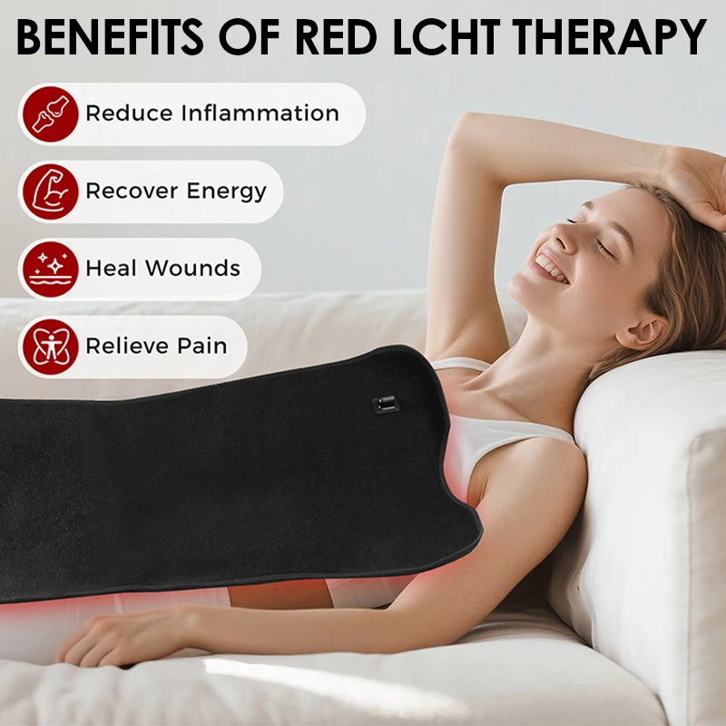 Infrared Red  LED Light Therapy Belt Heating Pad Dual Chip 210 LEDs 660nm&850nm Wearable for Whole Body with Remote Control