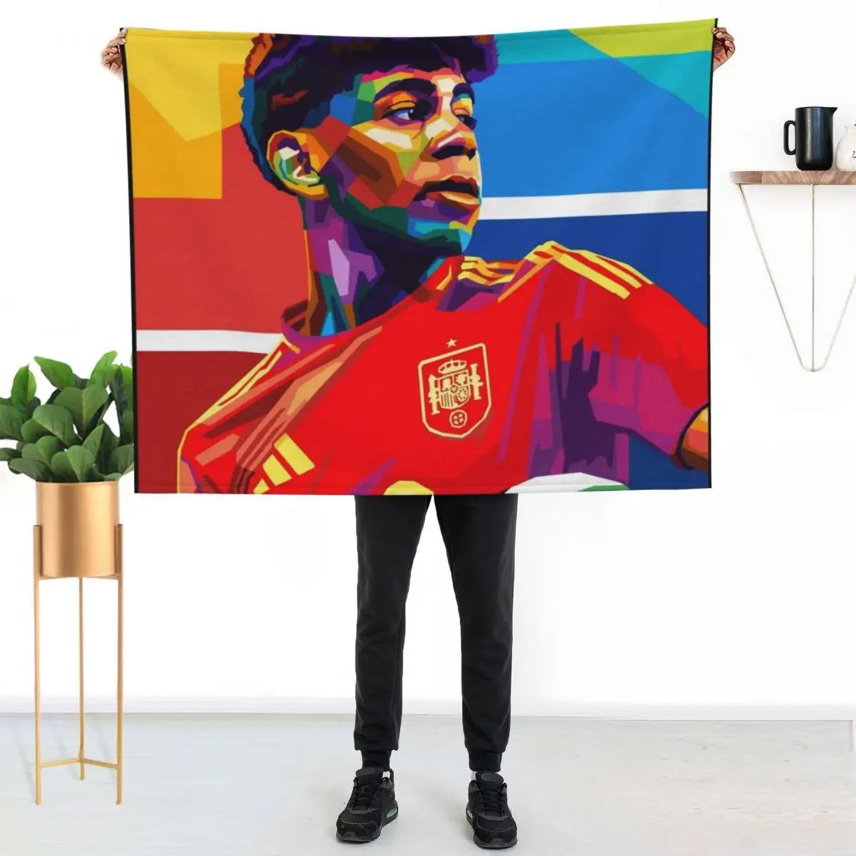 Lamine Yamal Football Wpap Art Throw Blanket couch cozy soft plush fuzzy picnic outdoor blanket