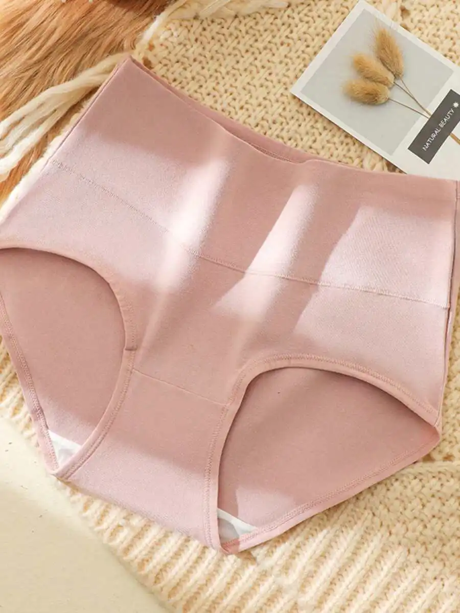 

4pcs Women High Waist Elastic Slim Briefs Soft Breathable Large Size Underwear