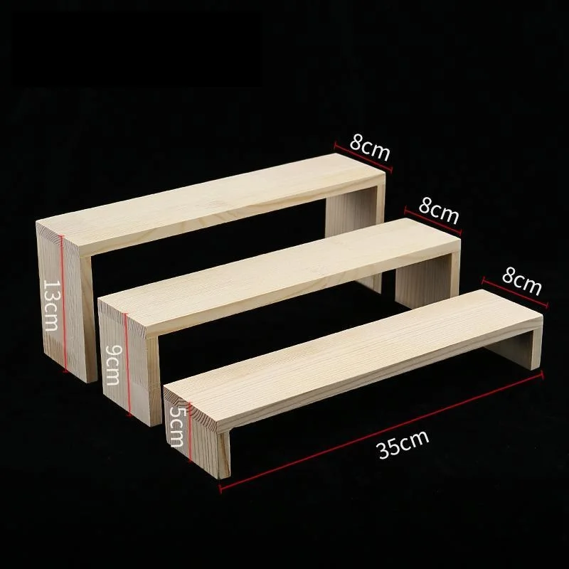 Desktop Blind Box Wooden Storage Box Jewelry Storage Shelf Bubble Matt Display Rack Ladder Doll Storage Display Cabinet
