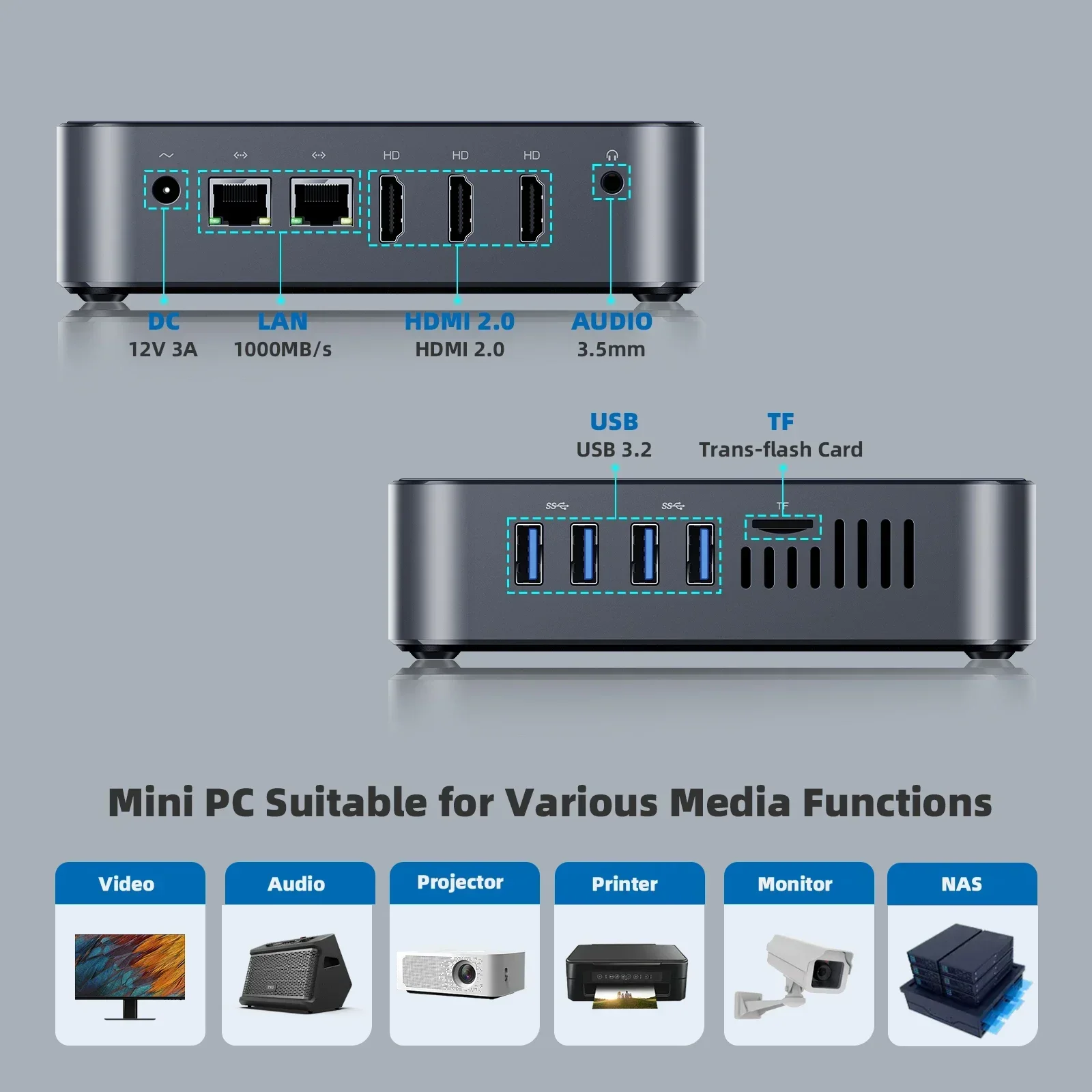 كيسميت وحدة المعالجة المركزية N95 Office 16GB RAM 512GB SSD كمبيوتر مكتبي صغير Windows 11 Pro كمبيوتر صغير