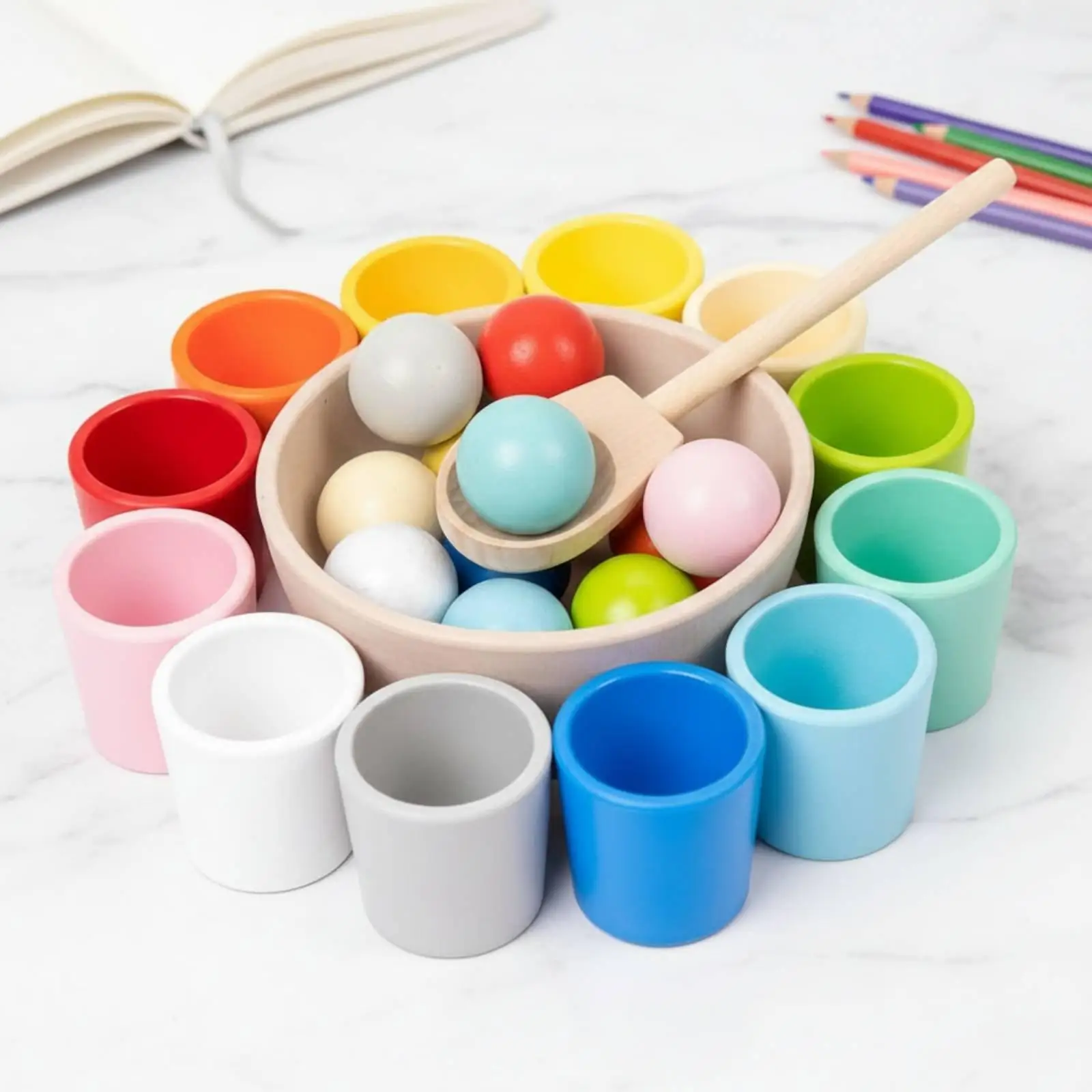 Preschool Learning Toy Wooden Beads Color Matching Game for Kids Educational Sorting Activity Fine Motor Skills Development for
