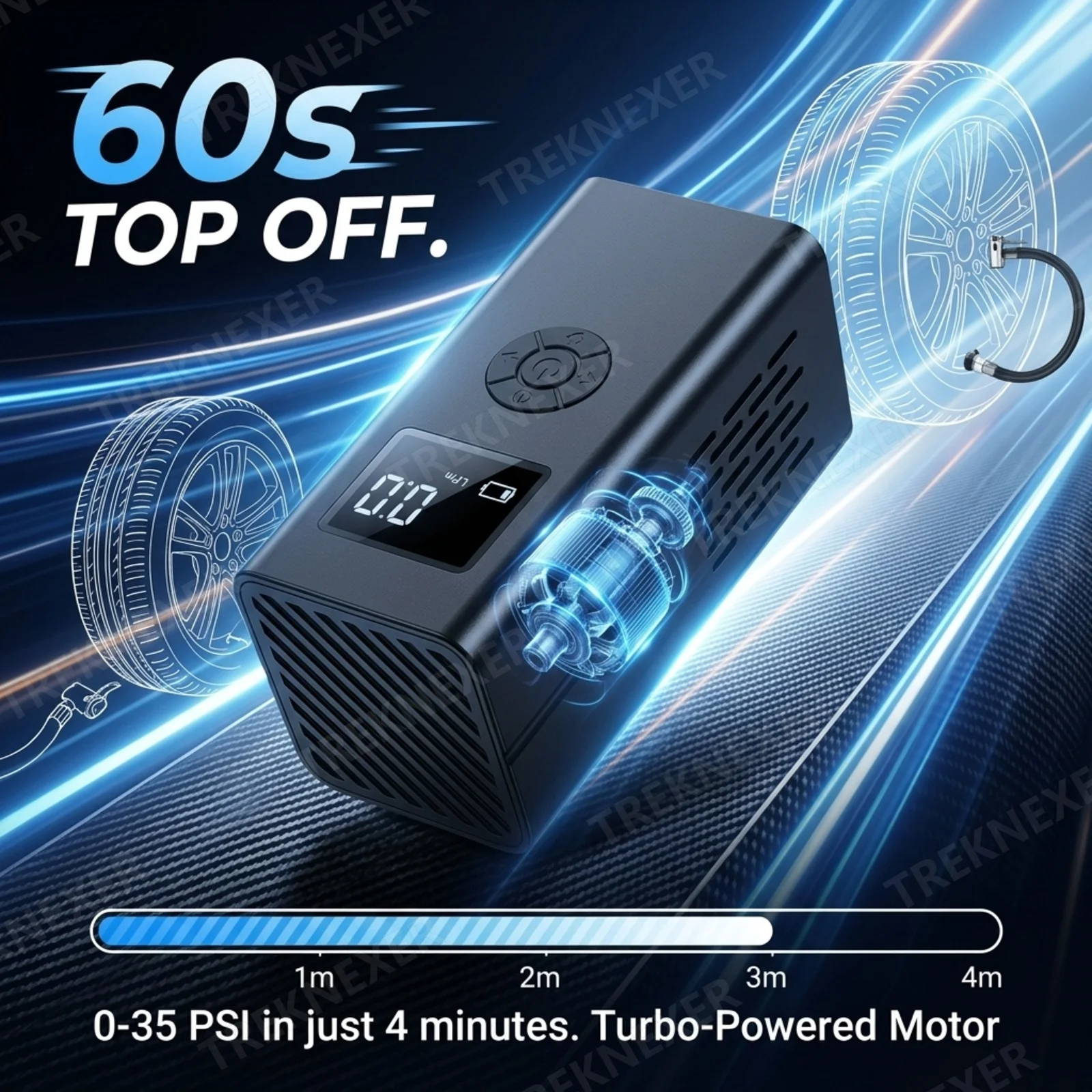 Portable Tire Inflator Air Compressor, Cordless Car Air Pump for Car Tires with Digital Pressure Gauge