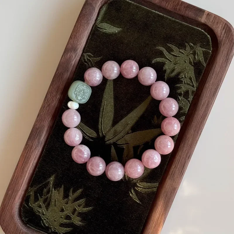 Natural old mine purple horse powder crystal bracelet Zagiram Hetian jade brand new Chinese style national style bracelet