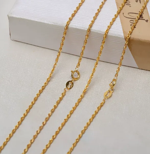 18k real gold twisted necklaces karat gold chains necklace rolling necklace 45cm