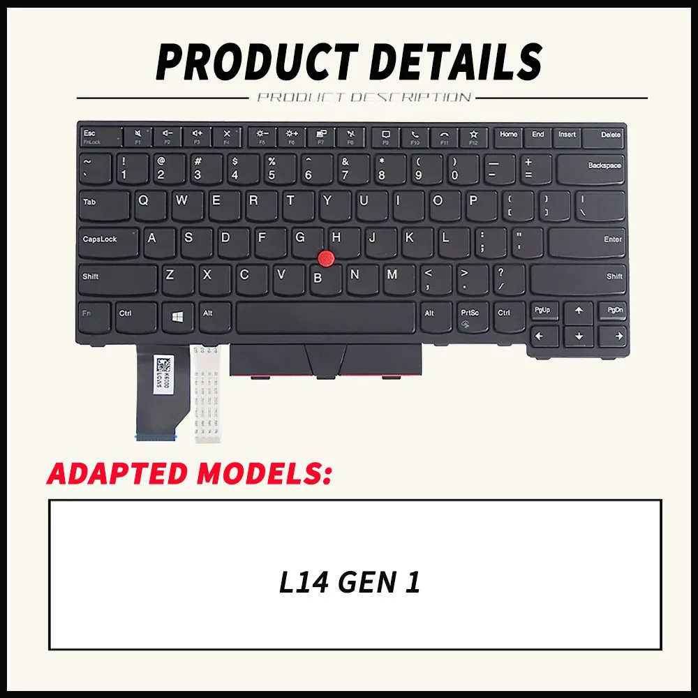 For Lenovo Thinkpad Lenovo Ryzen L14 Gen1/L14 Gen2 Notebook Keyboard New without backlight US/KR/SP Layout 5N20W67707 SN20W67491