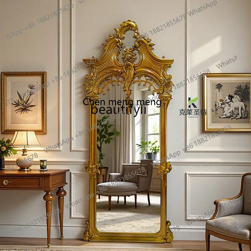 

E153 Full-length Mirror French Retro Handmade Floor Mirror American Style Home Dressing Mirror
