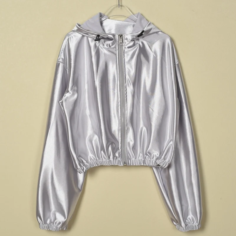 Bright Silver เสื้อ Hiphop กางเกงสําหรับสตรีกลุ่มชุดเต้นรําแจ๊สบาร์ Dj Ds Kpop ชุดเวที Street Dance XS8420