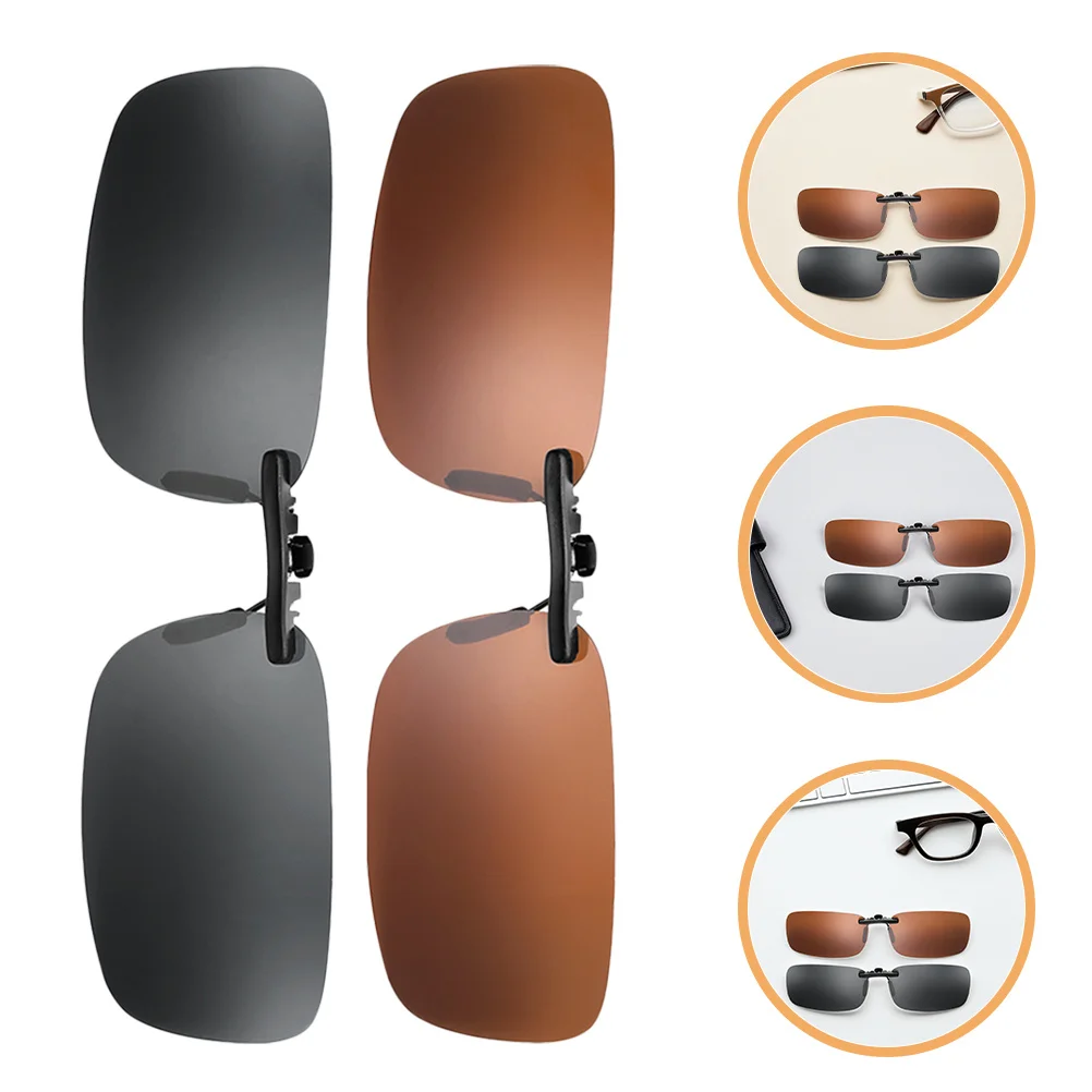 

2pcs On For Eyeglasses Lightweight Anti-Glare Uv Protection Driving Outdoor Sports Travel Accessories Clip On Sunglasses