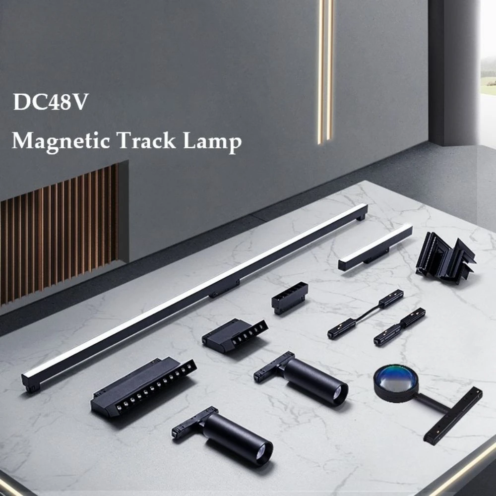 LED Magnetic Track Light Grille Flood Lamp Modern Embedded Flexible Linear Fixture  Spotlight DC48V Ceiling Indoor Living