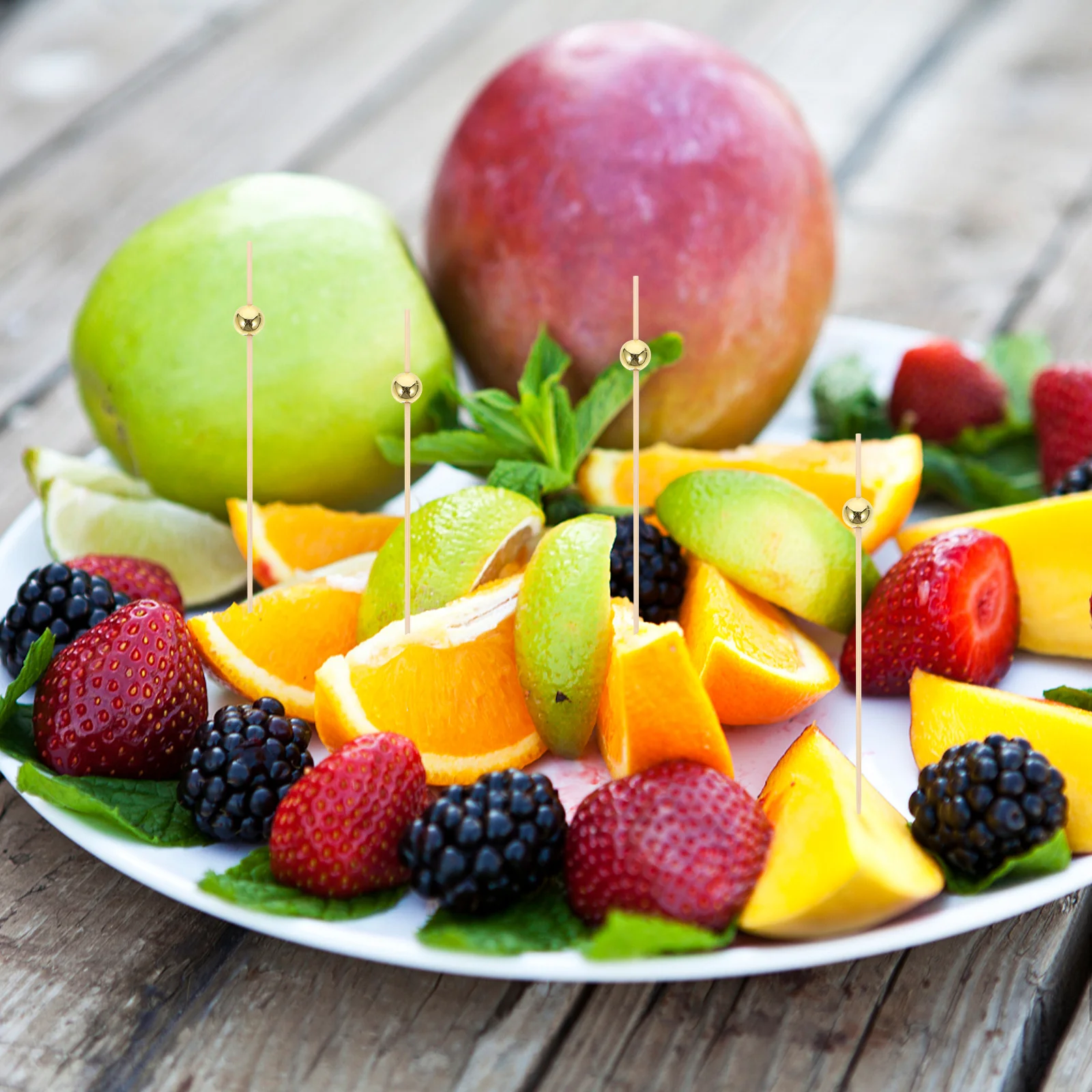 

100Pcs Bamboo Appetizer Picks Fruit Toothpicks for Parties Family Gatherings Decoration Fruit Picks Fruits Toothpicks