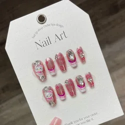 Hello Kitty ręcznie robione sztuczne paznokcie na Kawaii Anime Sanrio moja melodia Manicuree do noszenia sztuczne wzory paznokcie prezent dla dziewczyny