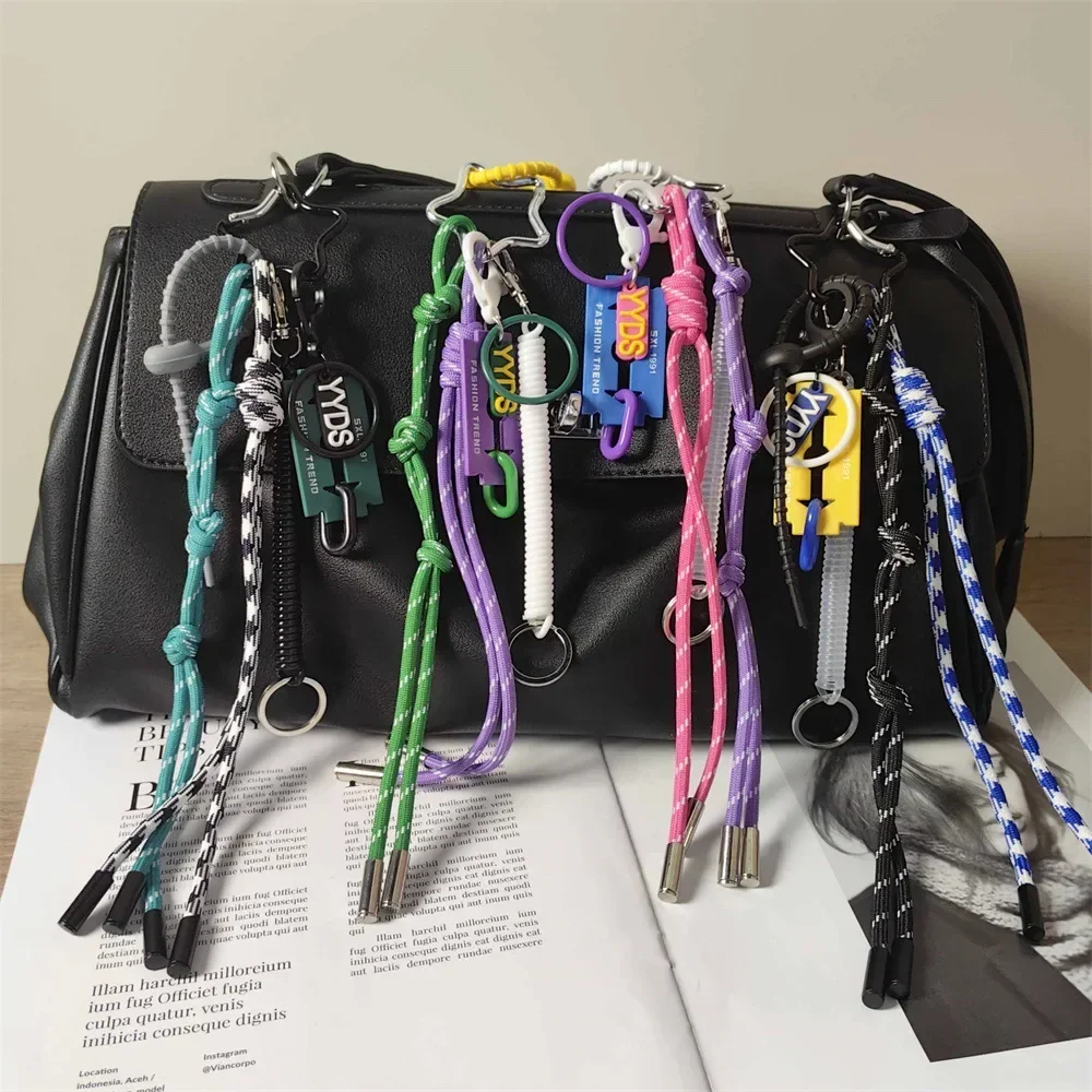 2024 New Creative Trend Letter Brand Keychain Color blocked Weaving Rope Hanging Decoration Men\'s and Women\'s Bag Pendant