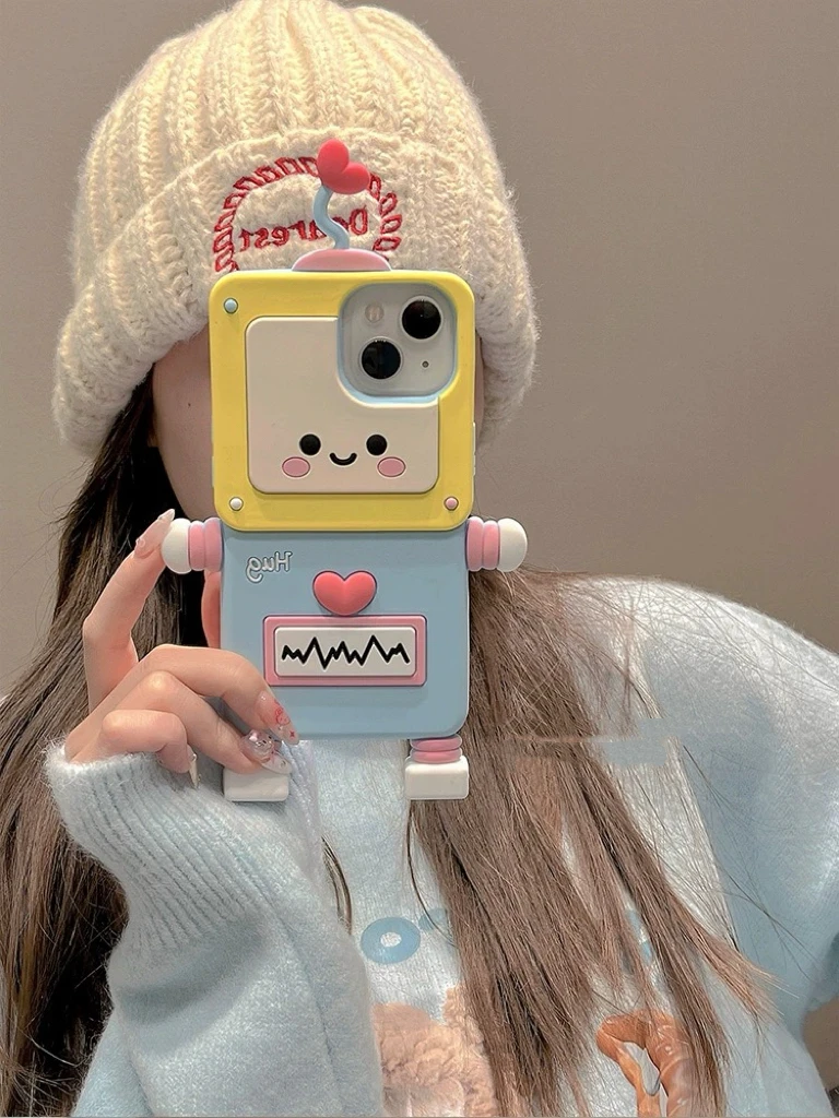 Soft and Cute ECG Robot Suitable for iPhone 15 Promax Phone Case Apple 14 Pro New 13 Pro Cartoon 12 Small and Popular 13 Female