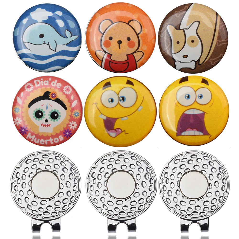 Golf Marker With Magnetic Cap Hat Clips Golf Training Aids Epoxy Sticker Golf Ball Marker Golf Accessories