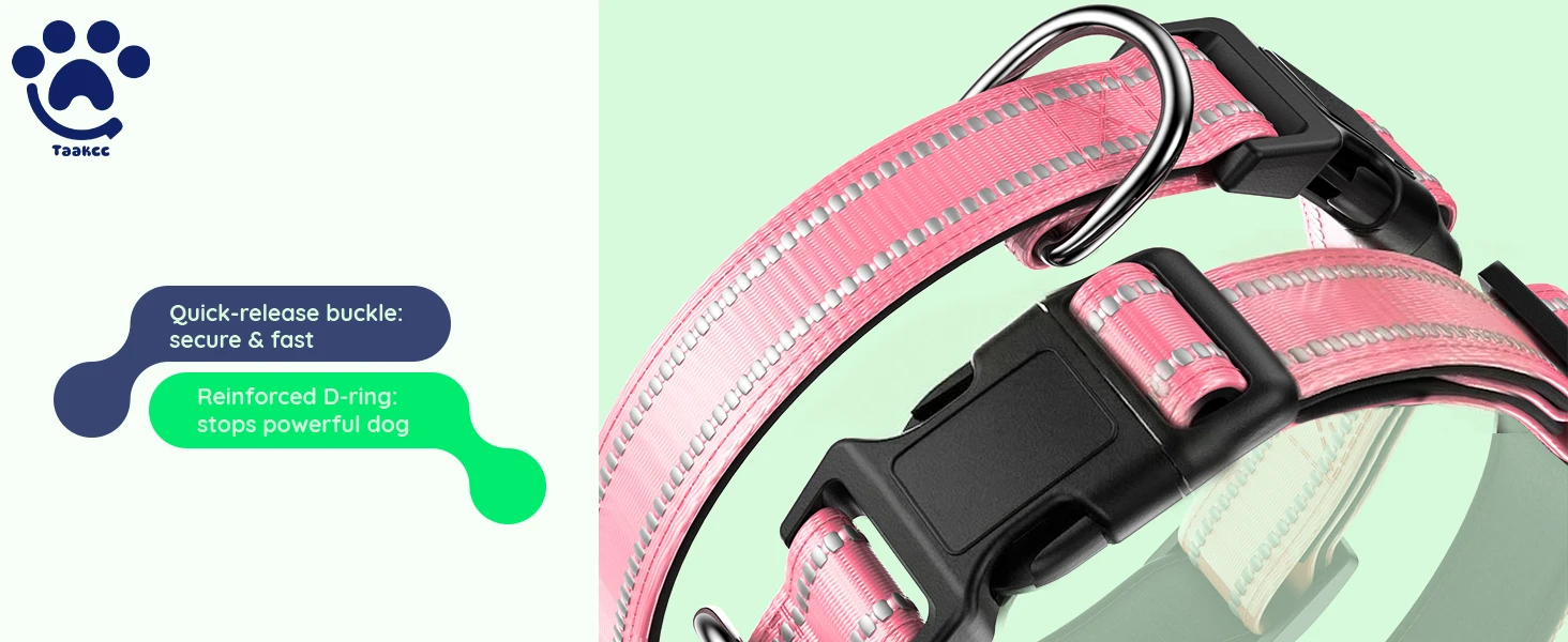 Taakcc Reflektierendes Hundehalsband mit Leuchtendem AirTag-Halter, Wasserdicht, Weich Gepolstert & Sicherheitsschnalle, AirTag-Tracker-Hülle für Halsbänder – Detail 5