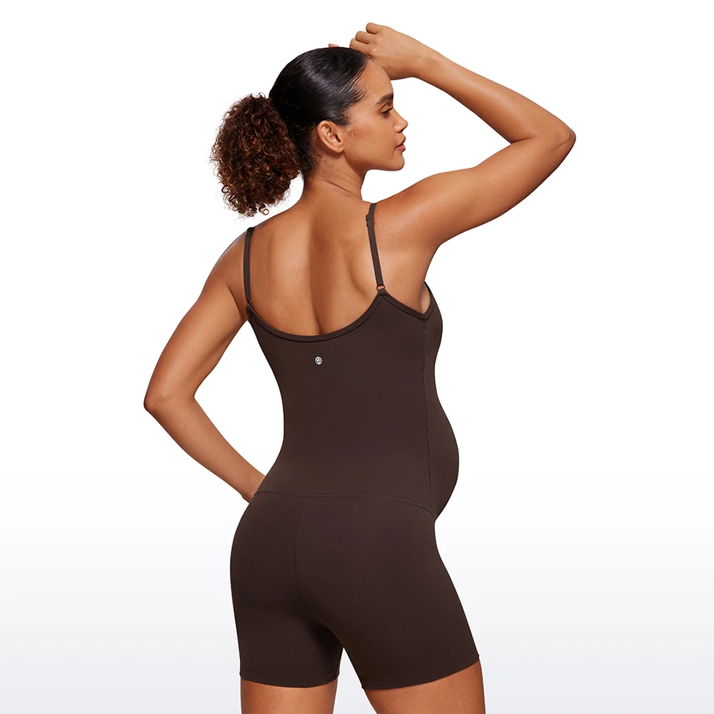 CRZ YOGA Butterluxe Maternity Workout Romper for Women Spaghetti Strap Casual Jumpsuit Shorts Pregnancy Tank Top Bodysuit