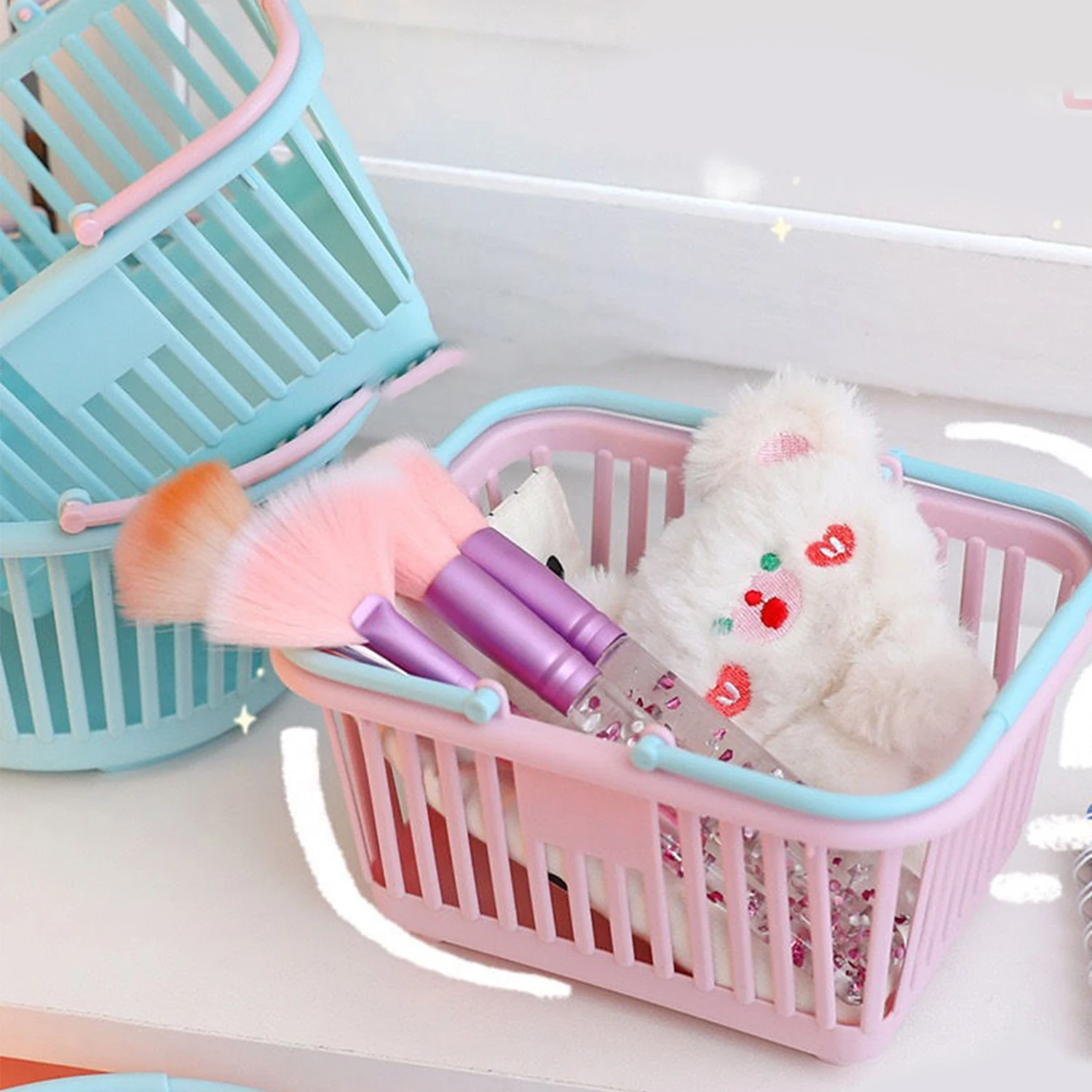 1 Pcs Plastic Organizer Tray Storage Basket Fruit Vegetable Toy Useful Bathroom Supermarket Shopping Home Handheld Toddler