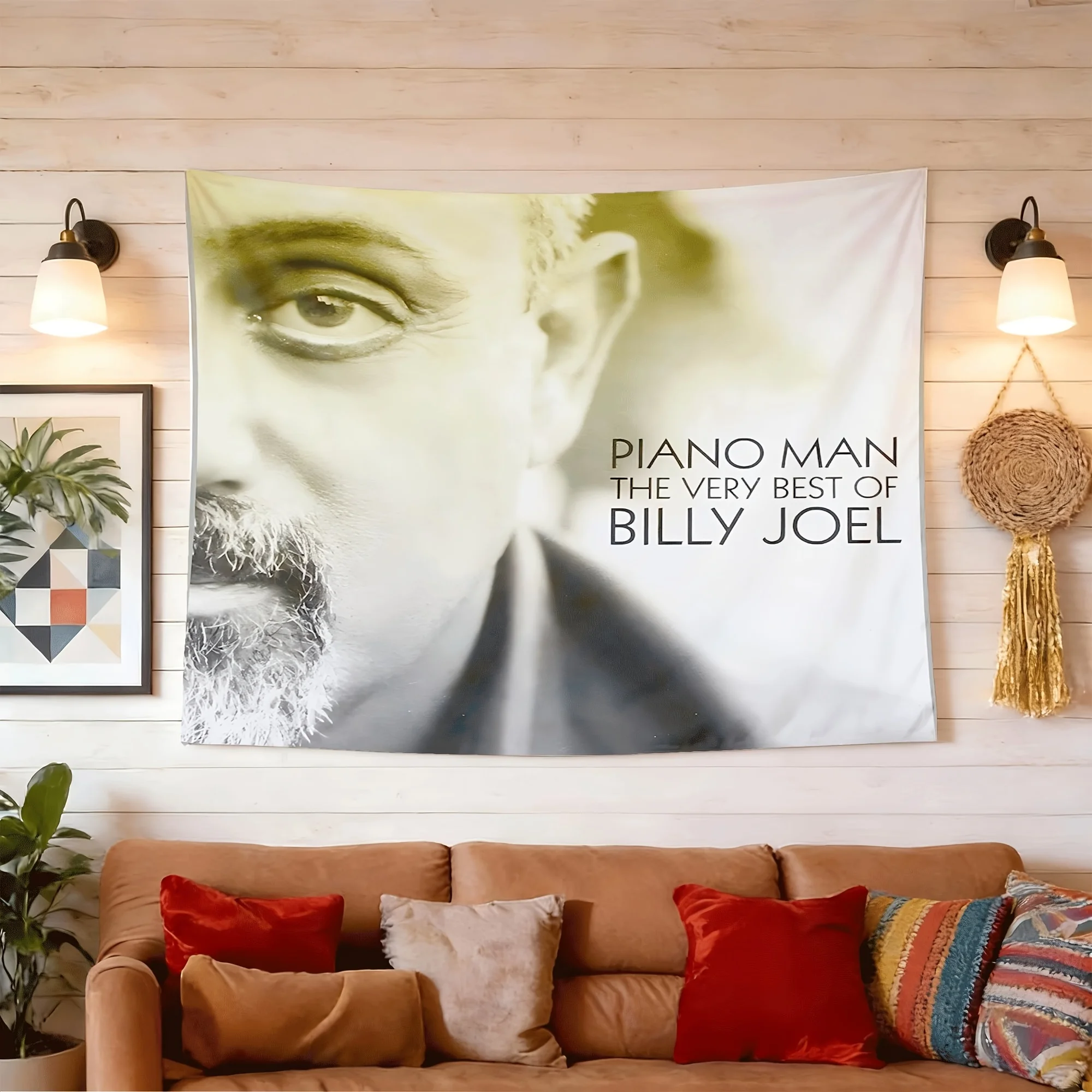 Billy Joel Album Peach Skin Wall Tapestry | Polyester Velvet, Transverse Orientation, Ideal for Bedroom and Living Room Decor, Non-Electric